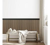 LIVE VIDA Wood Effect Panelling Textile Wall Art Sticker - Peel & Stick Wood Grain Wall Panels in Dark Walnut & Light Oak - Easy Installation, Removable & Reusable Decor for Living Rooms & Bedrooms