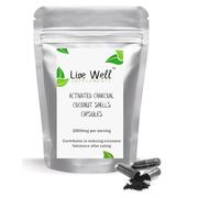 Live Well Supplements™ Activated Charcoal Capsules 2000mg - 60 Capsules Natural Coconut Shells Per Serving of 6 Capsules Vegan & Natural -Bloating, Excessive Flatulence, Gas (60 Capsules)