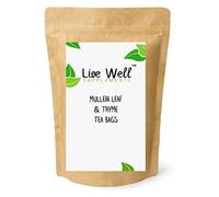 Live Well Supplements™ Mullein Leaf & Thyme Blend Herbal Tea Bags For Lungs & Throat, (25 Tea Bags) 50-75 Cups