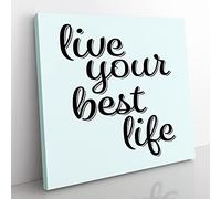 Live Your Best Life Modern Typography Quote Canvas Wall Art Print Ready to Hang, Framed Picture for Living Room Bedroom Home Office Décor, 50x50 cm (20x20 Inch)