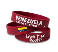 Live Your Roots Pack of 3 Unisex Premium Silicone Venezuela Bracelets | 15 mm x 202 mm x 2 mm | Flag and motto "Until the end!" | Black, White and Vinotinto, Mediano, Silicone, No Gemstone