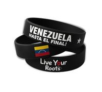 Live Your Roots Venezuela Flag 7 Stars on Unisex Premium Silicone Bracelet | 15 mm x 202 mm x 2 mm | Venezuela Flag 7 Stars and motto "Until the End" | Black, White and Wine, black, Universal