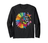 Live Your Truth Rainbow Sunflower Colorful Butterflies Pride Long Sleeve T-Shirt