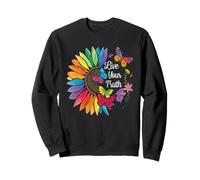 Live Your Truth Rainbow Sunflower Colorful Butterflies Pride Sweatshirt