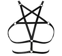 LIVE4COOL Women Harness Elastic Cupless Cage Bra Sexy Lingerie for Women Adjustable Hollow Out Crop Top Exotic Strap Bra - black - S/XL