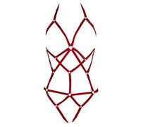 LIVE4COOL Women's Harness Cupless Cage Bra Set Elastic Lingerie for Women Adjustable Hollow Out Strappy Set Sexy Strap Belt, Getaway Solids, One Size
