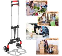 Live4gadgets Heavy Duty Folding Hand Truck Aluminium Trolley Multi Purpose Barrow Sack Shopping Trolley on Wheels 80KG Load Capacity