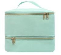 LIVEBAY Nail Polish Organizer Bag, Double-Layer Nail Supplies Organizer Holds 30 Bottles & Nail Lamp, Professional Nail Kit Storage Carrying Case, Green, Carrying Case With Uv Light Storage