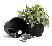 Livebe Flower Pot With Hidden Safe & Secret Compartment,Secret Stash Key Hider,Hide a Key Secret Safe (Black)