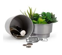 Livebe Flower Pot With Hidden Safe & Secret Compartment,Secret Stash Key Hider,Hide a Key Secret Safe (Grey 1)