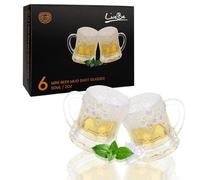 LiveBe Mini Plastic Beer Mug Shot Glasses with Handles for Party-2.16'' Tall-2 oz (6, Glass)