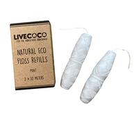 LiveCoco Zero Plastic Dental Floss Refills, Tooth Floss for Adults and Kids, Waxed Floss with Fresh Mint Flavour for Oral Care, 2 of 30m Floss Spools