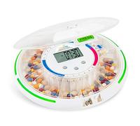 LiveFine Automatic Pill Dispenser with 28-Day Electronic Medication Organizer, 6 Dosage Templates, Easy-Read LCD Display, Sound & Light Alerts & Key for Prescriptions, Vitamins, Supplements & More