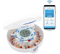 LiveFine Smart WiFi Automatic Pill Dispenser | 28-Day Medication Organizer Up to 9 Doses Per Day for Care Monitoring with Locking Key, Adjustable Light/Sound Alarms for Prescriptions & Vitamins