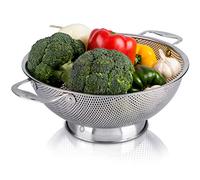 LiveFresh Stainless Steel Micro-Perforated 4.7 Liter Colander - Professional Strainer with Heavy Duty Handles and Self-draining Solid Ring Base