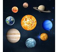 LiveGallery 9pcs Removable Glow in the dark Planet Wall Stickers Sun Earth and so on Glowing Planets Wall Decals Peel Stick art Decor for Walls Ceiling Kids Bedroom Living Room Nursery Girls and Boys