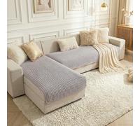 LiveGo 2-Piece L-Shaped Sofa Cover Set - Corduroy Corner Couch Protector with Heart Pattern Non-Slip Sectional Settee Throw for Dogs & Pets Soft, Washable Anti-Scratch (Light Grey, 90 * 180+90 * 210)
