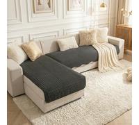 LiveGo 2-Piece L-Shaped Sofa Cover Set - Corduroy Corner Couch Protector with Heart Pattern Non-Slip Sectional Settee Throw for Dogs & Pets Soft, Washable Anti-Scratch (Dark Grey, 90 * 160+90 * 180)