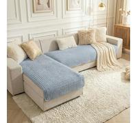 LiveGo 2-Piece L-Shaped Sofa Cover Set - Corduroy Corner Couch Protector with Heart Pattern Non-Slip Sectional Settee Throw for Dogs & Pets Soft, Washable Anti-Scratch (Light Blue, 90 * 180+90 * 210)