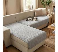 LiveGo 2-Piece L Shaped Sofa Cover Set - Plush Velvet Corner Sofa Protector with Non-Slip Backing - All Season Soft Sectional Couch Throws for Dogs, Cats & Kids (Light Grey, 90 * 180+90 * 210)