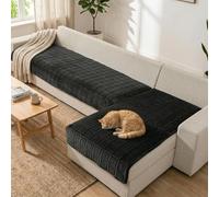 LiveGo 2-Piece L Shaped Sofa Cover Set - Plush Velvet Corner Sofa Protector with Non-Slip Backing - All Season Soft Sectional Couch Throws for Dogs, Cats & Kids (Dark Grey, 90 * 180+90 * 210)