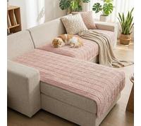 LiveGo 2-Piece L Shaped Sofa Cover Set - Plush Velvet Corner Sofa Protector with Non-Slip Backing - All Season Soft Sectional Couch Throws for Dogs, Cats & Kids (Dusty Pink, 90 * 160+90 * 210)