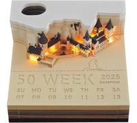 LiveGo 2026 3D Calendar - LED Light Paper Carving Art Desk Calendar with Memo Pad, Notepad | DIY Decoration Gift for Christmas, Housewarming, Office, Home