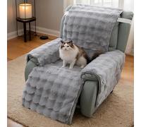 LiveGo Armchair Recliner Cover Thick Rabbit Plush Recliner Slipcover 23 Inches Chair Covers Lazy Boy Recliner Chair Cover Quilted Cover for Recliner Chairs and Furniture (Light gray)