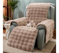 LiveGo Armchair Recliner Cover Thick Rabbit Plush Recliner Slipcover 23 Inches Chair Covers Lazy Boy Recliner Chair Cover Quilted Cover for Recliner Chairs and Furniture (Light brown)