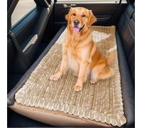 LiveGo Backseat Pet Bed Mat, Truck Plaid Dog Bed for Car Back Seat, Deluxe Dog Seat Covers, Non-Slip Travel Pet Mat, Fit for Backseat Extenders and Trucks SUVs (Light brown A, 63 * 138cm)