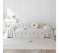 LiveGo Chenille AB Sided Slipcover for Corner & L Shaped Sofa, Soft Non-Slip All-Season Washable Couch Protector for Dogs with Tassel (Ab Boho Gray, 180 x 300 cm)