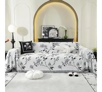 LiveGo Chenille AB Sided Sofa Cover for 3 Seater, Soft Non-Slip Slipcover with Tassel, All-Season Washable Couch Protector for Dogs, Decorative Futon & L Shaped Sofa Cover (Grey, 180×300 cm)