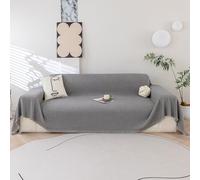 LiveGo Chenille Sofa Cover for 3 Seater, Soft Non-Slip Slipcover with Tassel, All-Season Washable Couch Protector for Dogs, Decorative Futon & L Shaped Sofa Cover (BH Gray, 180×380 cm)