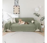 LiveGo Chenille Sofa Cover for 3 Seater, Soft Non-Slip Slipcover with Tassel, All-Season Washable Couch Protector for Dogs, Decorative Futon & L Shaped Sofa Cover (BH Green, 180×260 cm)