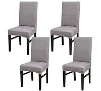 LiveGo Dining Chair Covers Set of 4,Stretch Dining Chair Protective Printed Slipcovers,Elastic Removable Washable Chair Protector Seat Covers for Dining Room Banquet Party Home Decor(Grey-BTC06,4PCS)