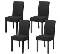 LiveGo Dining Chair Covers Set of 4,Stretch Dining Chair Protective Slipcovers,Elastic Removable Washable Chair Protector Seat Covers for Dining Room Banquet Party Home Decoration(C-black,Pack of 4)
