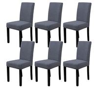 LiveGo Dining Chair Covers Set of 6,Stretch Dining Chair Protective Slipcovers,Elastic Removable Washable Chair Protector Seat Covers for Dining Room Banquet Party Home Decoration(C-Grey,Pack of 6)