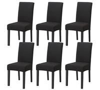 LiveGo Dining Chair Covers Set of 6,Stretch Dining Chair Protective Slipcovers,Elastic Removable Washable Chair Protector Seat Covers for Dining Room Banquet Party Home Decoration(C-black,Pack of 6)