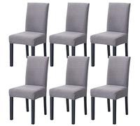 LiveGo Dining Chair Covers Set of 6,Stretch Dining Chair Protective Slipcovers,Elastic Removable Washable Chair Protector Seat Covers for Dining Room Banquet Party Home Decoration(C-sliver grey, 6PCS)