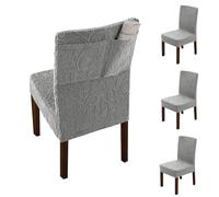 LiveGo Dining Chair Slipcover with Storage Bag, Stretch Removable Washable Dining Chair Slipcover Super Soft Protector for Seat Covers for Wedding Party Dining Room Home Decor (S-light gray, 4PCS)