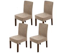 LiveGo Dining Chair Slipcover with Storage Bag, Stretch Removable Washable Dining Chair Slipcover Super Soft Protector for Seat Covers for Wedding Party Dining Room Home Decor (S-khaki, 4PCS)