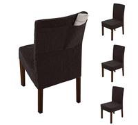 LiveGo Dining Chair Slipcover with Storage Bag, Stretch Removable Washable Dining Chair Slipcover Super Soft Protector for Seat Covers for Wedding Party Dining Room Home Decor (S-brown, 4PCS)