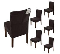 LiveGo Dining Chair Slipcover with Storage Bag, Stretch Removable Washable Dining Chair Slipcover Super Soft Protector for Seat Covers for Wedding Party Dining Room Home Decor (S-brown, 6PCS)