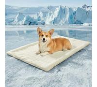LiveGo Dog Cooling Mat, Self Warming Cat Bed, Reversible Warm & Cooling Cat Bed, Winter Warm Cat Pad & Summer Cooling Cat Mat for Kittens & Small Dogs (Off-white, XL（150 * 101cm）)