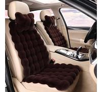 LiveGo Fuzzy Rabbit Fur Car Seat Cushion, Soft Fluffy Protector Warm Faux Rabbit Fur Non-Slip Front and Back Seat Covers Fuzzy Car Seat Interior Warm for Winter Mat Universal Fit (Coffee color, 3)