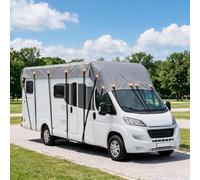LiveGo Heavy Duty Waterproof RV Roof Cover - UV Resistant Motorhome Cover with Reflective Strips for Campervans, Travel Trailers & Caravans, Breathable Oxford Fabric (Gray, 7.5 * 3m)