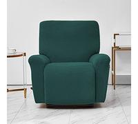 LiveGo Jacquard Recliner Chair Covers, Stretch Polyester Spandex Recliner Cover 4 Pieces, Reclining Chair Cover with Elastic Side Pocket, Armchair Cover for Living Room (Dark Green)