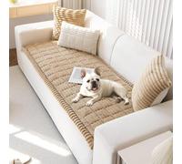 LiveGo Milk Velvet Sofa Cover - Washable Pet-Friendly Couch Cover, Non-Slip Fuzzy Sofa Protector for 2/3/4 Seater, Soft Dog-Resistant Furniture Cover for Living Room (Light Coffee E, 70 * 150cm)