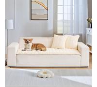 LiveGo Milk Velvet Sofa Cover - Washable Pet-Friendly Couch Cover, Non-Slip Fuzzy Sofa Protector for 2/3/4 Seater, Soft Dog-Resistant Furniture Cover for Living Room (Beige C, 70 * 180cm)