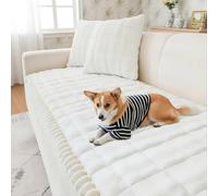 LiveGo Milk Velvet Sofa Cover - Washable Pet-Friendly Couch Cover, Non-Slip Fuzzy Sofa Protector for 2/3/4 Seater, Soft Dog-Resistant Furniture Cover for Living Room (Off-white, 70 * 210cm)